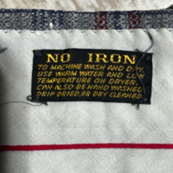 Vintage 70s Flare Disco Pants Gray Red Blue Plaid Check 31x32 - Picture 8 of 9